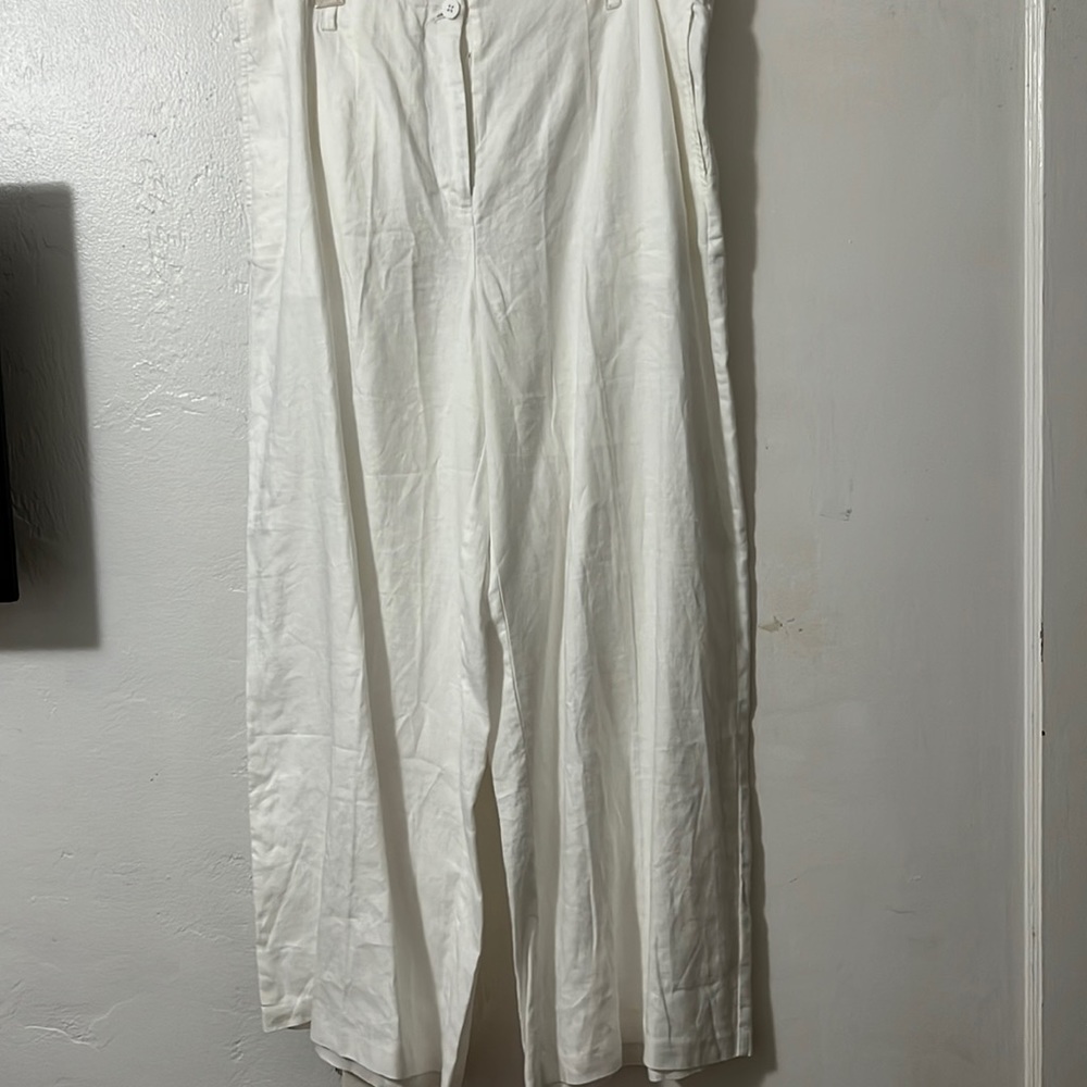 Eileen Fisher 100% Linen white palazzo pants